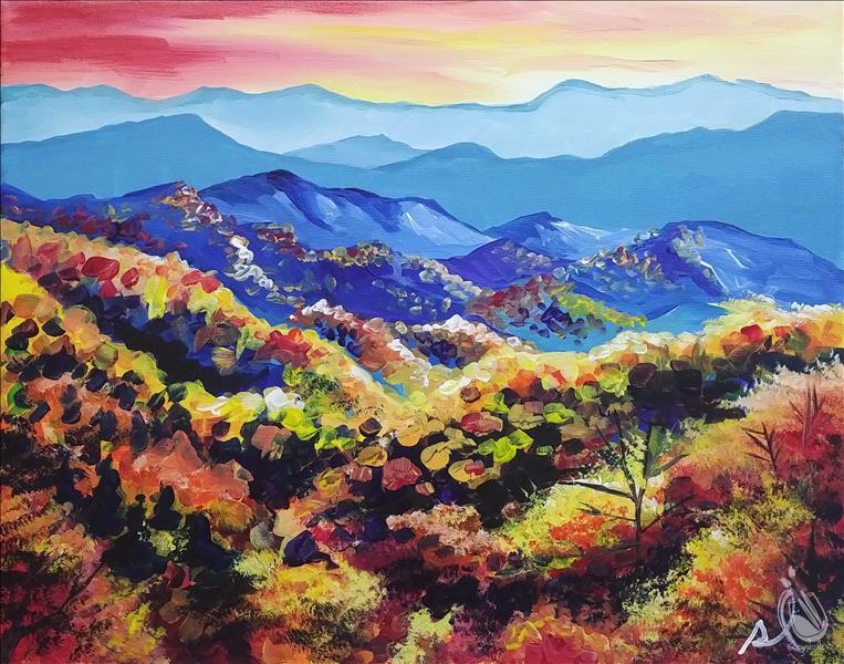 COFFEE & CANVAS ~ Smoky Mountains in Fall ($5 OFF)