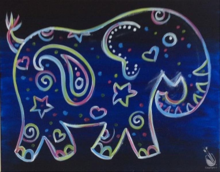 Neon Paisley Elephant KIDS CLASS