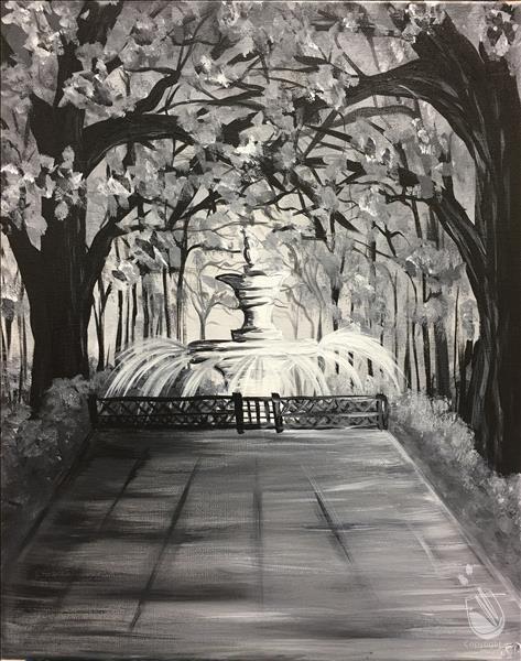 How to Paint $5 MIMOSA MONDAY! Fountain in Black & White
