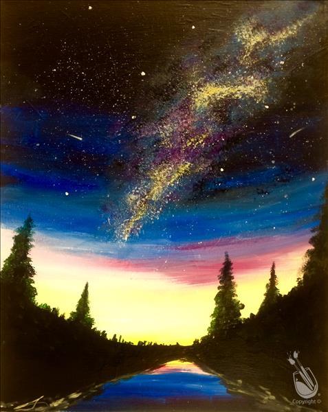 How to Paint Milky Way Sunset - Add GLITTER!