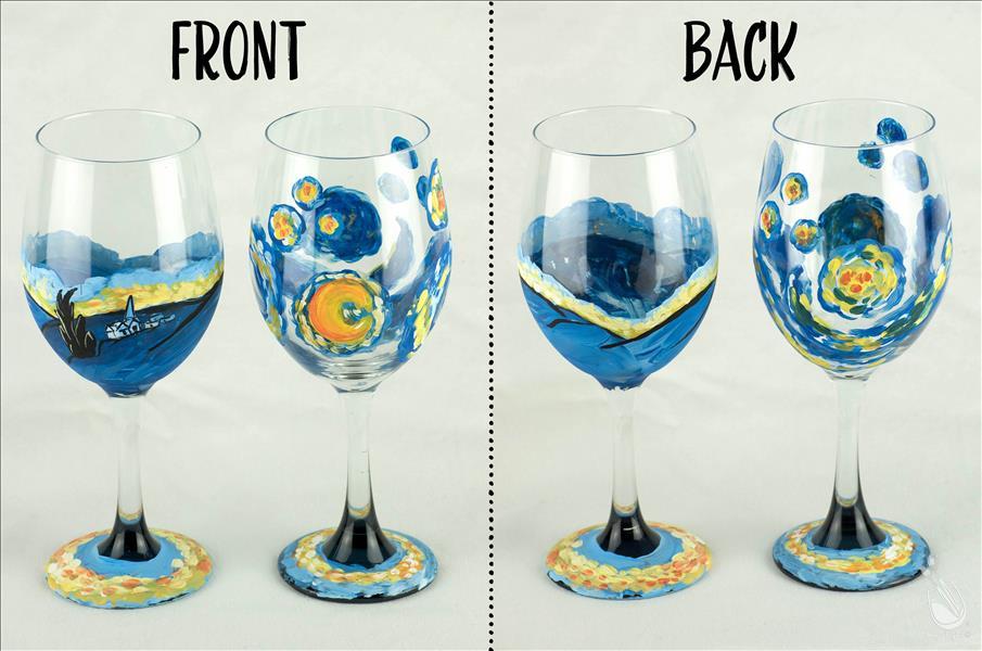 Van Gogh's Starry Night Wine Glass Set Workshop