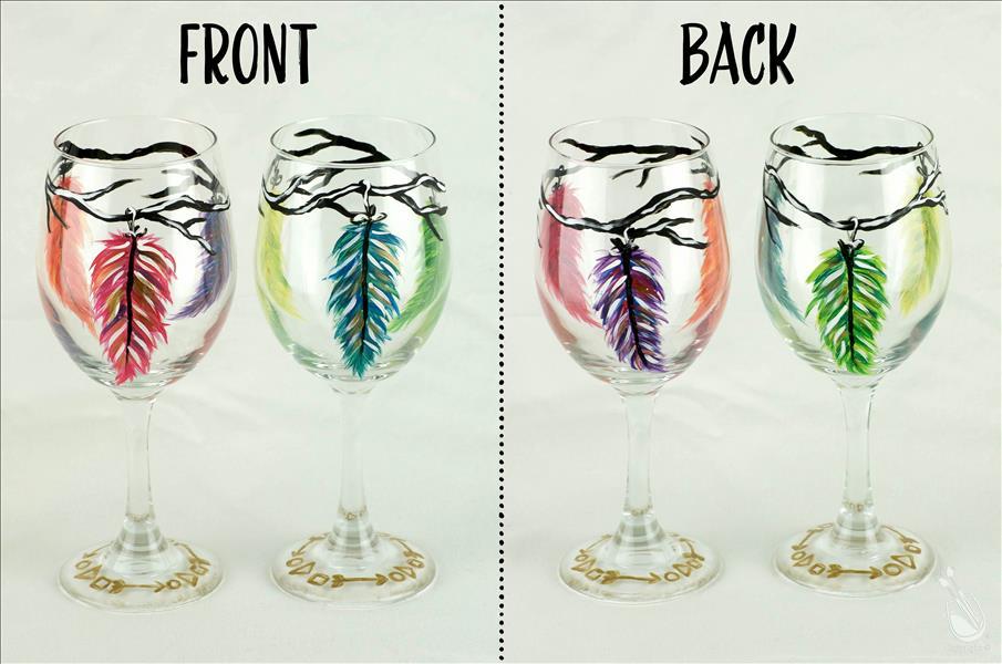 How to Paint Boho Feather - Glassware Set