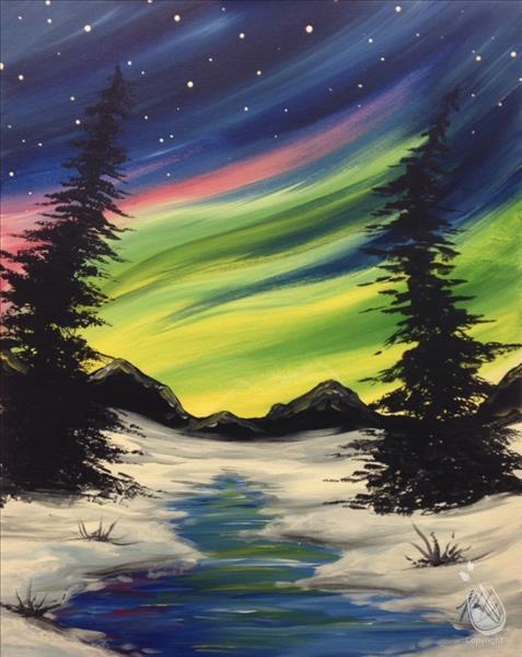 How to Paint Winter Northern Lights 2 at a Painting with a Twist