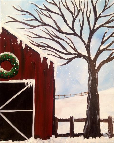 How to Paint 1/2 Off Bttles of Wine Snowy Barn