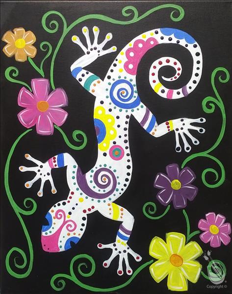 Folk Art Gecko - Customizable!