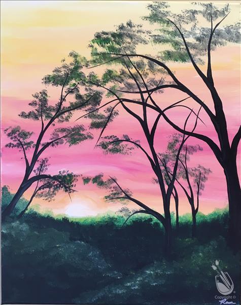 How to Paint Wooded Sunset