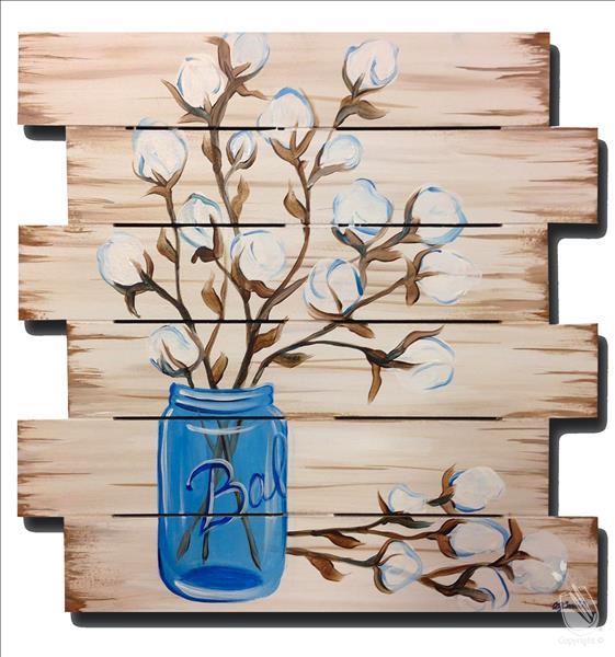 Family Day-Cotton Beauty in a Shiplap Pallet 18x18