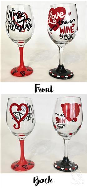Valentine Wine Puns - Glassware Set