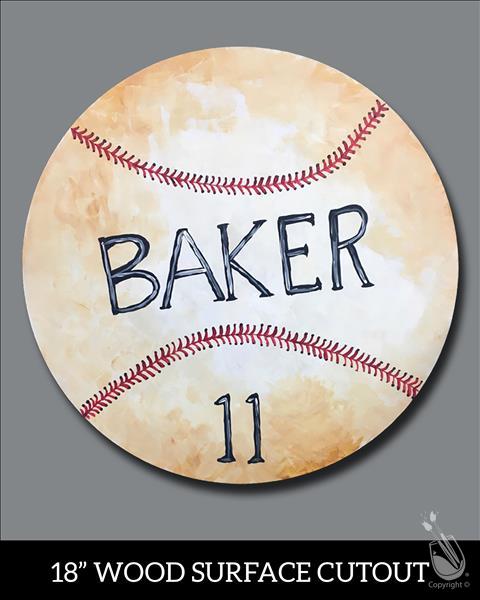 18" Round Wooden Personalize Baseball