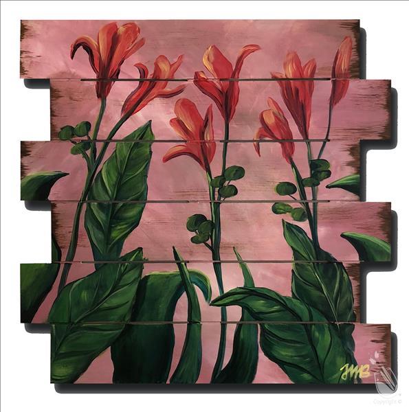 Lilies on Pink on 18x18” Shiplap Pallet