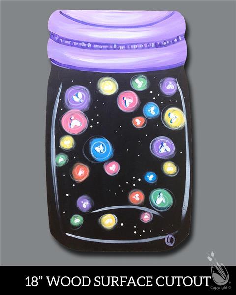 $25 HAPPY HOUR--Colorful Firefly Mason Jar Cutout