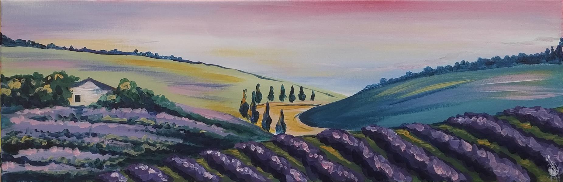 Dreamy Lavender Landscape- choose canvas or wood