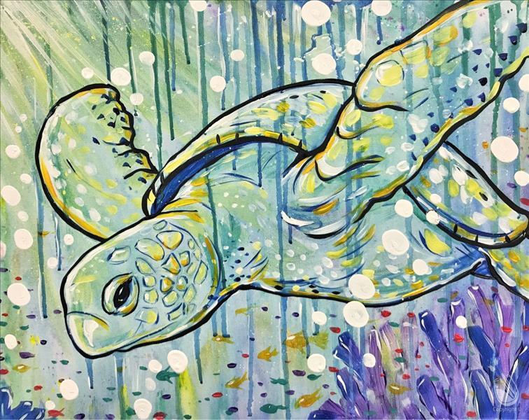 Turquoise Turtle! on a Canvas or Wood Board!