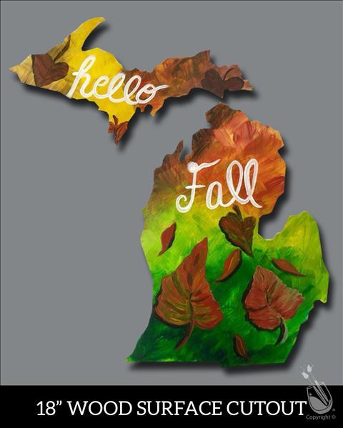 Michigan Wood Cutout - Hello Fall