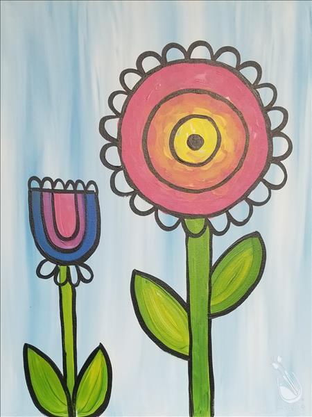 AGES 7+ 12" x 12" canvas - Funky Garden