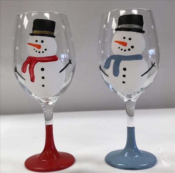 WINE GLASSES! Snowman Glass Set!