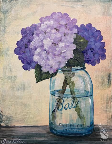 Purple Flowers in a Mason Jar