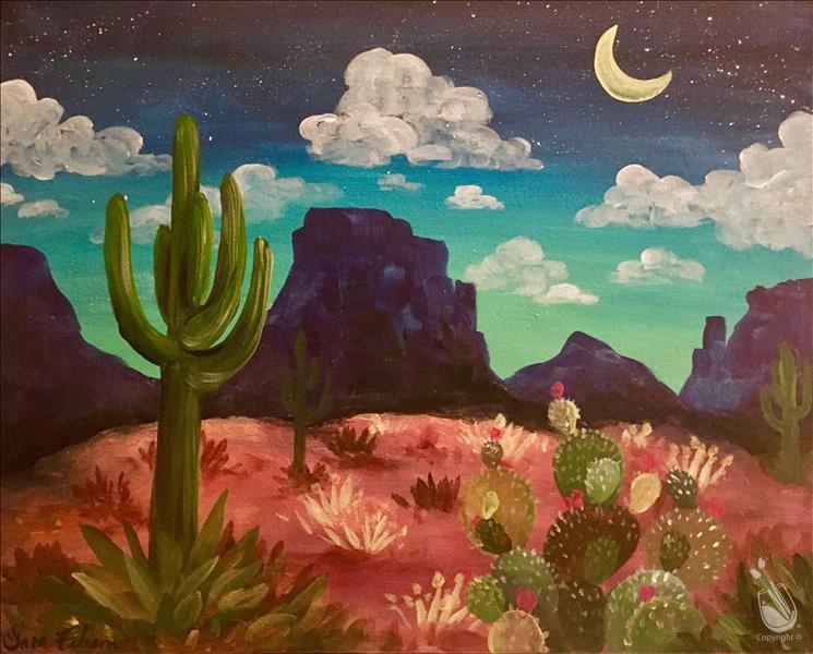 How to Paint Desert Moon Landscape