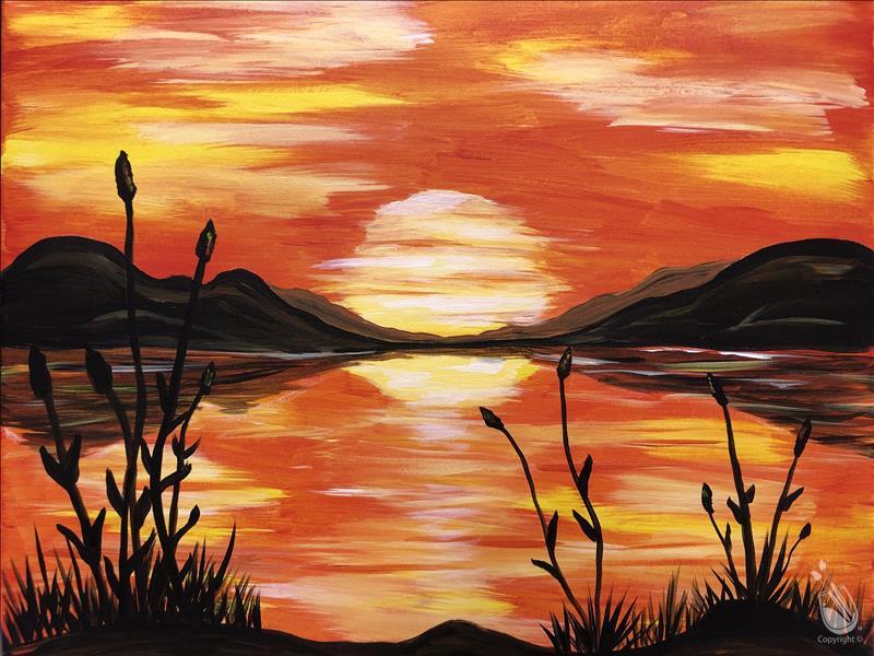 Paint & Candle Bundle! Beautiful Cattail Sunset!
