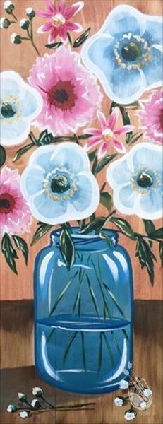 Jar of Flowers -Canvas/Wood - SAVE $5 on Candle