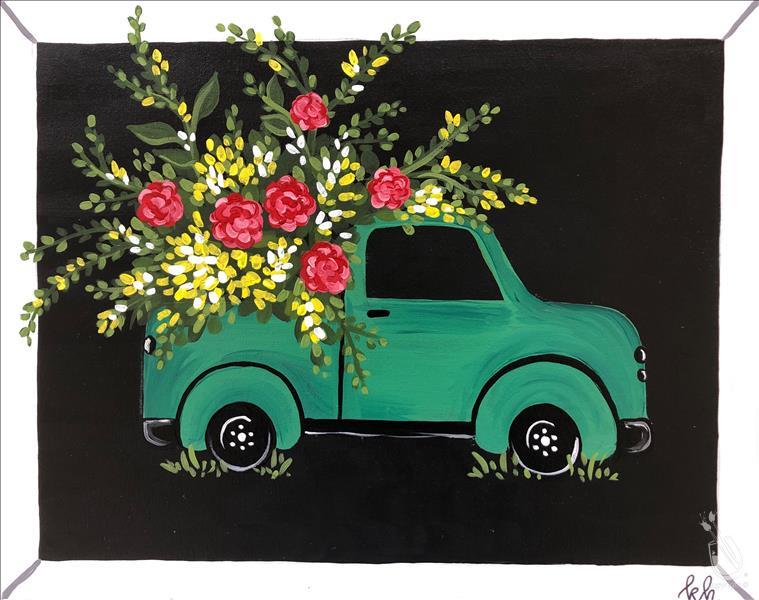 Bed of Blooms Green Truck