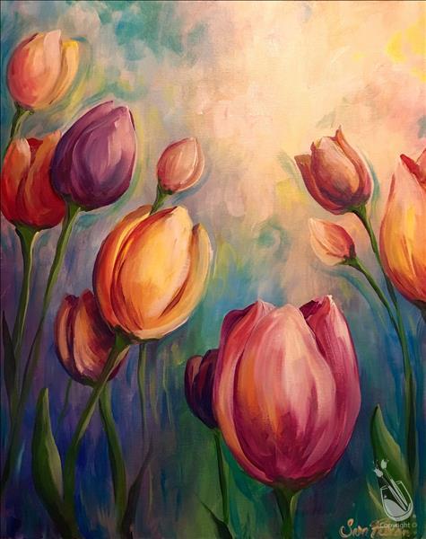 Colorful Tulips - Add a Candle!
