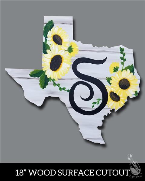 Texas Sunflowers Monogram Cutout