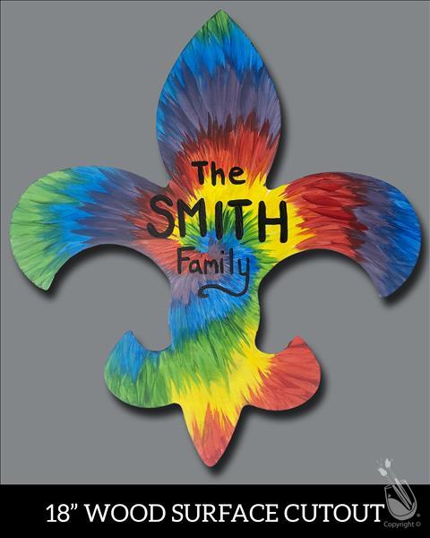 Custom Tie Dye Fleur De Lis Cutout All Age Event