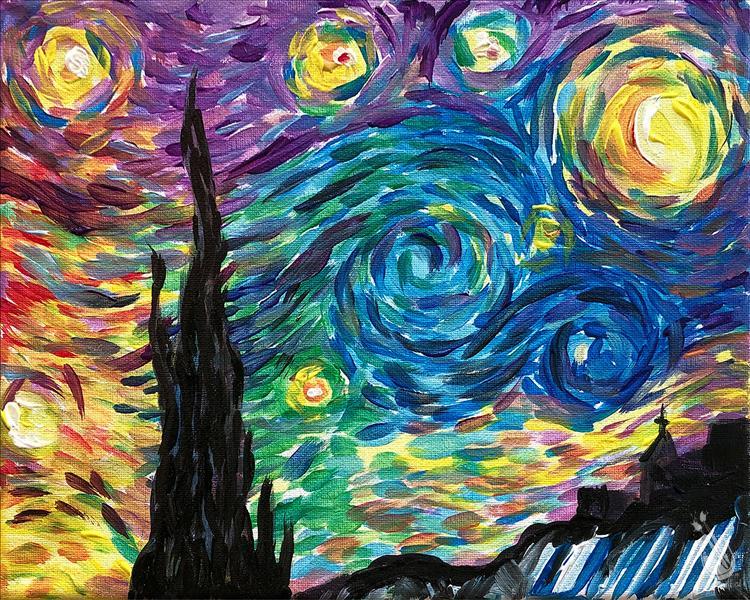 Rainbow Starry Night Saturday April 6 2024 Painting with a