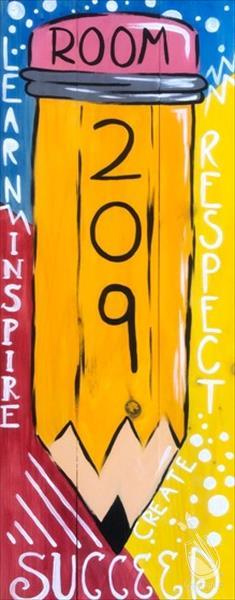 Teacher's Pencil with Room Number Real Wood Board