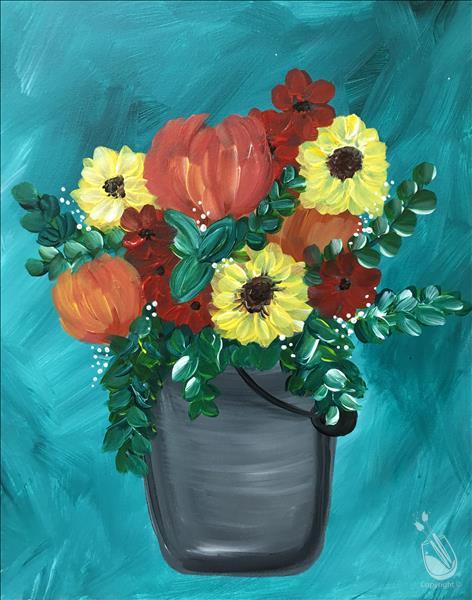 How to Paint Fall Bucket of Blooms