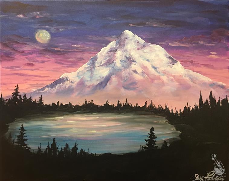 Snowy Sunset Peak (21+) Painting and Candle Bundle