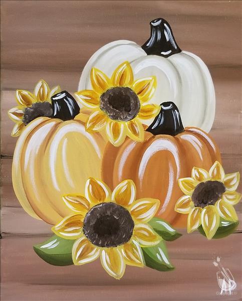 Rustic Pumpkins With Sunflowers