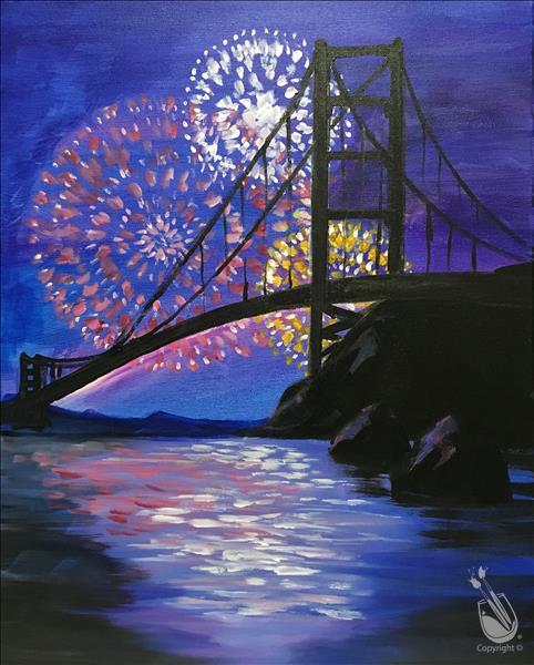 How to Paint Weekend "WINE" Down! ~ Fireworks Under the Bridge