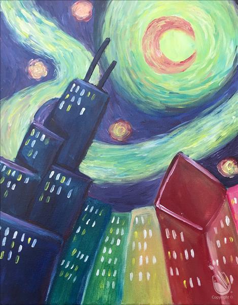 How to Paint CHICAGOGH: Colorful Starry Skyline!