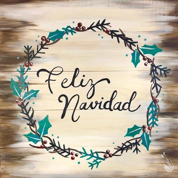 Rustic Holly and Pine Wreath Real Wood Board