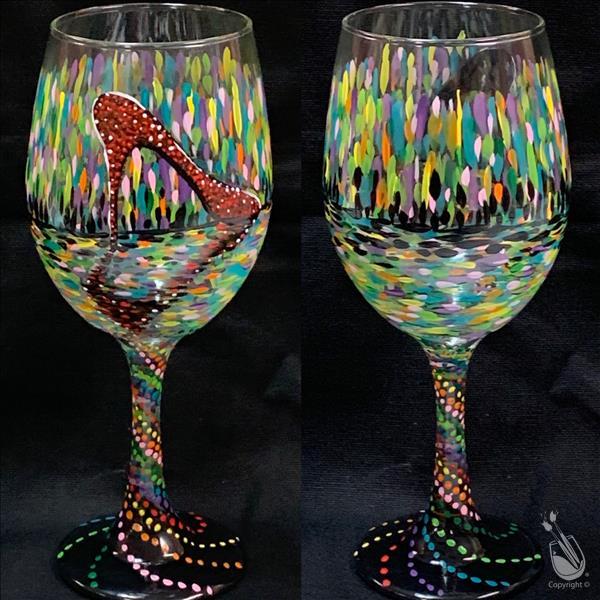 Sport Widow Sunday-Glass Painting-Wine & Heels
