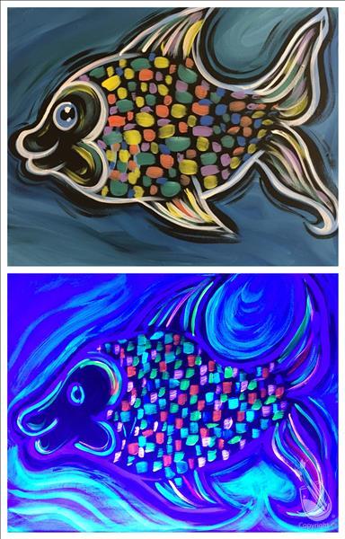 Neon Rainbow Fish Blacklight Set
