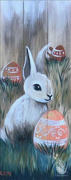 Coffee and Canvas Rustic Easter Bunny (Wood Plank)