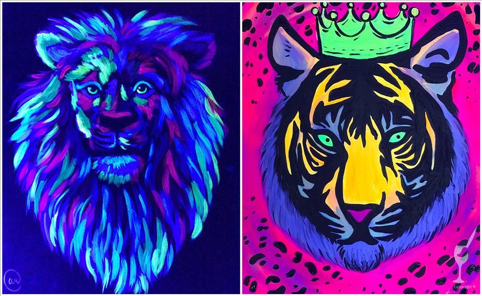 Colorful Lion and Tiger Queen Blacklight Set