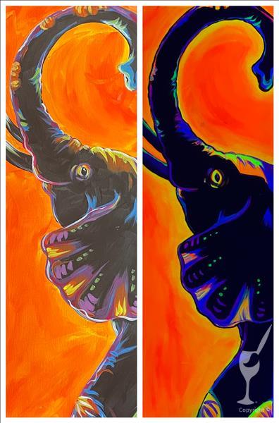 Neon Safari Elephant Blacklight Set