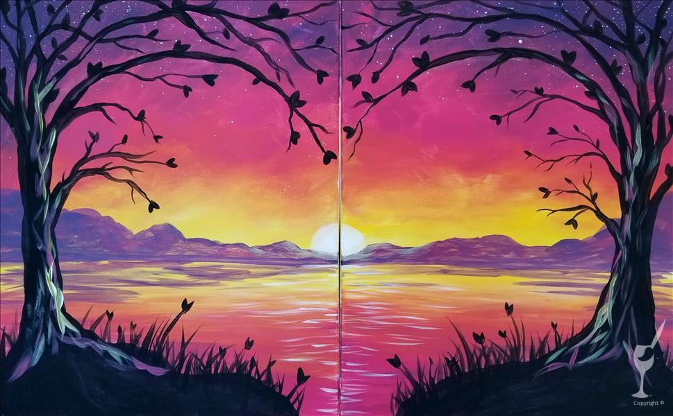 Late Night - Bright Sunset Lake (Single or Set)
