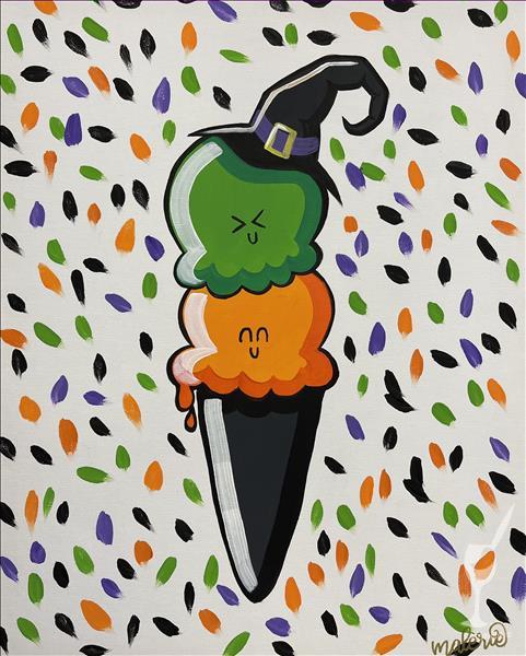 All Ages ($25) Spooky Ice Cream (11x14 Canvas)