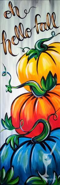 Colorful Fall Pumpkins 10"x30" Canvas
