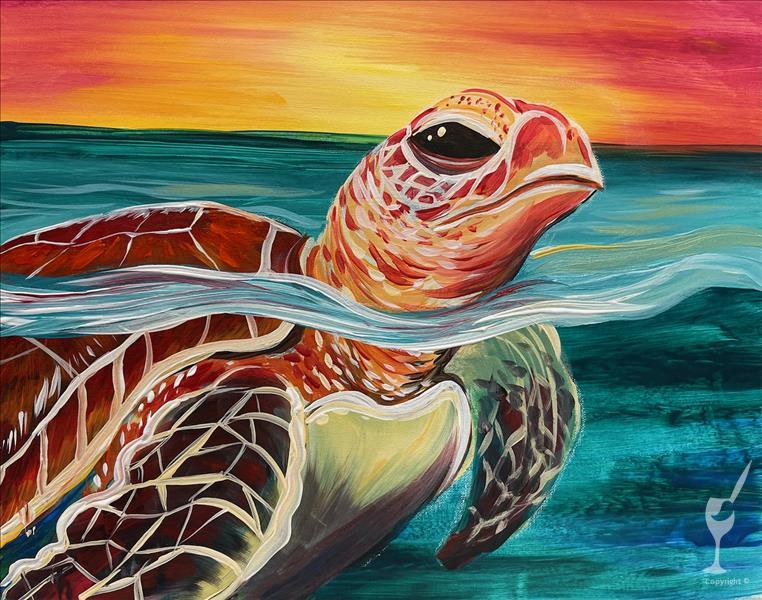 Oh Hello, Sunset Sea Turtle!