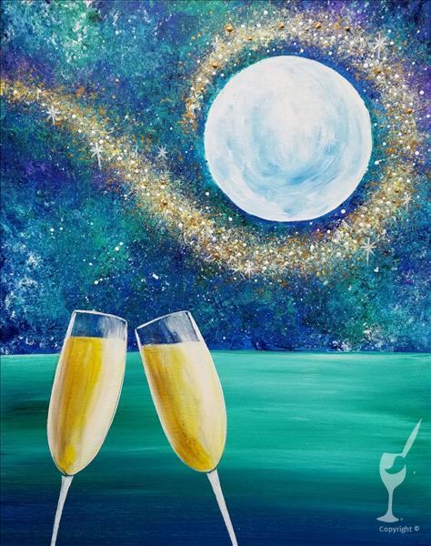 Galentine's Sparkly Champagne Moon