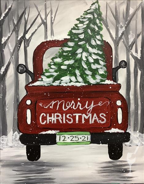 Merry Christmas Truck- Canvas or Wood! +DIY Candle