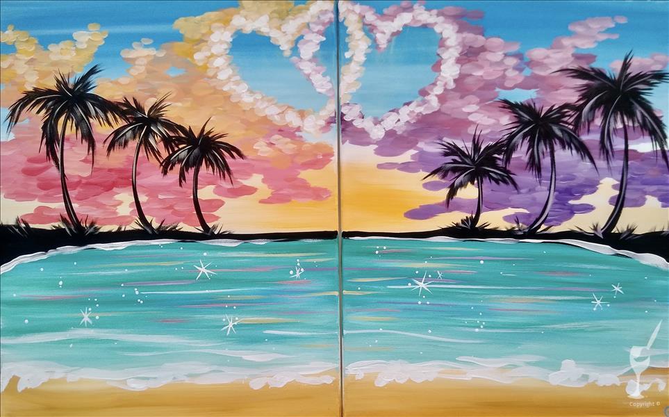 How to Paint DATE/BFF Night!  *Paradise Love* Sip N Paint pARTy