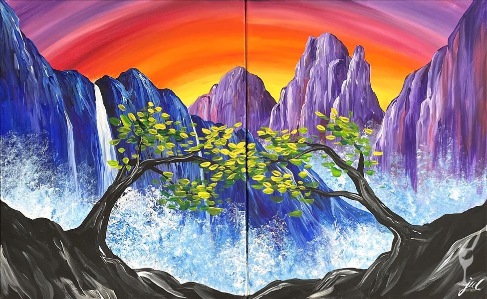 *Partner Painting* Cliff Trees at the Waterfall