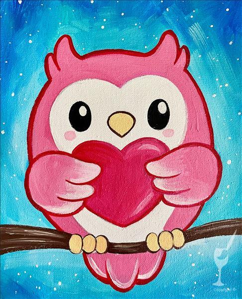 Family Day! Hoot and Heart (pre-sketched) - Saturday, February 3, 2024 -  Painting with a Twist Evansville, IN